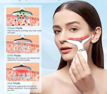 7 Colors Anti Wrinkle Facial Massager Neck Face, 7 LED Light Therapy – Enhances collagen production and improves skin tone.