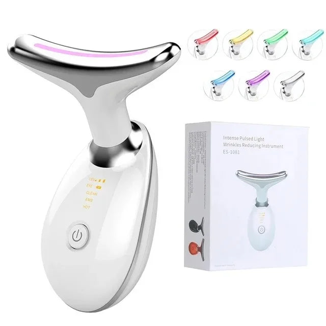 7 Colors Anti Wrinkle Facial Massager Neck Face, 7 LED Light Therapy – Enhances collagen production and improves skin tone.