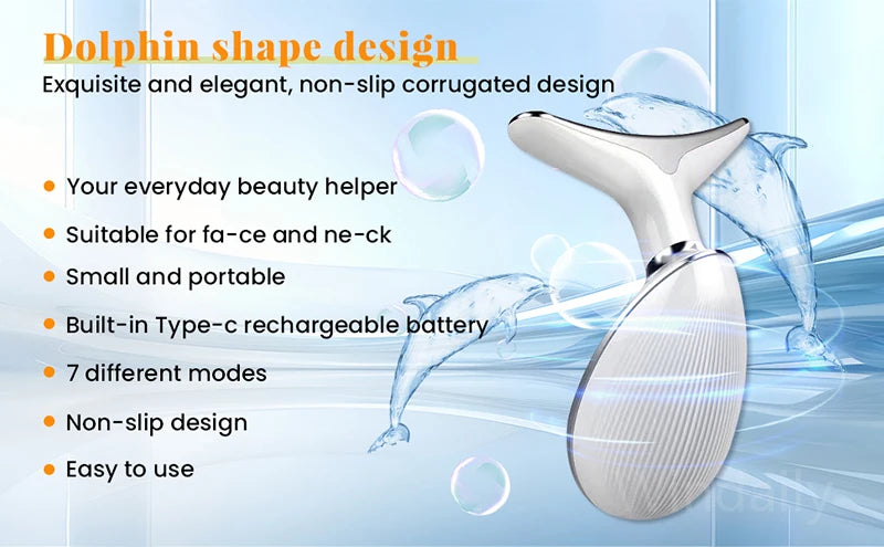 7 Colors Anti Wrinkle Facial Massager Neck Face, 7 LED Light Therapy – Enhances collagen production and improves skin tone.