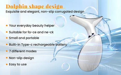 7 Colors Anti Wrinkle Facial Massager Neck Face, 7 LED Light Therapy – Enhances collagen production and improves skin tone.