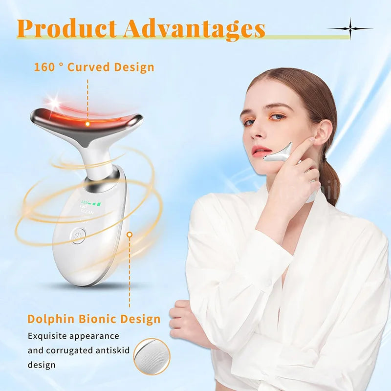 7 Colors Anti Wrinkle Facial Massager Neck Face, 7 LED Light Therapy – Enhances collagen production and improves skin tone.