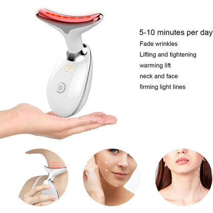 7 Colors Anti Wrinkle Facial Massager Neck Face, 7 LED Light Therapy – Enhances collagen production and improves skin tone.