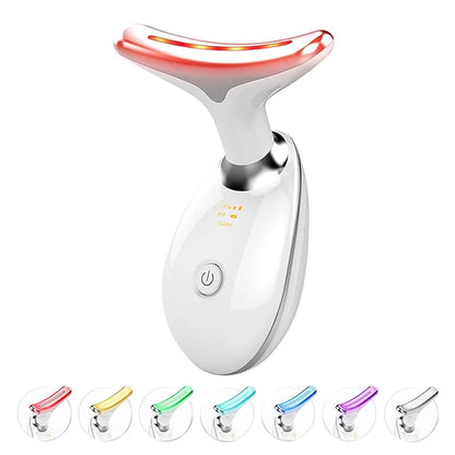 7 Colors Anti Wrinkle Facial Massager Neck Face, 7 LED Light Therapy – Enhances collagen production and improves skin tone.